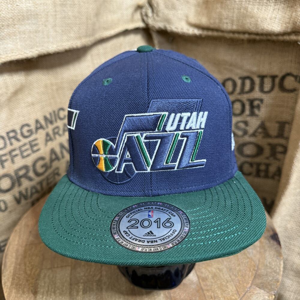 Adidas Utah Jazz 2016 NBA Draft Snapback Hat Cap Blue Green Official Basketball